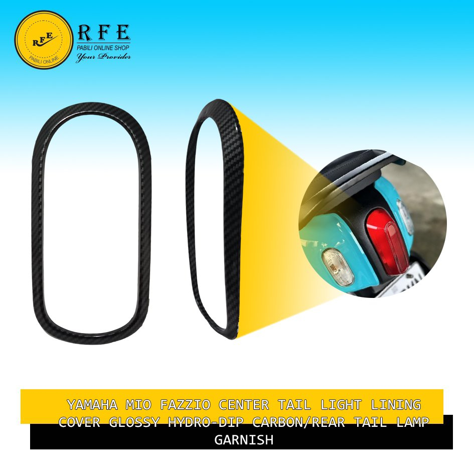 MIO FAZZIO CENTER TAIL LIGHT COVER GLOSSY HYDRODIP CARBON REAR TAIL