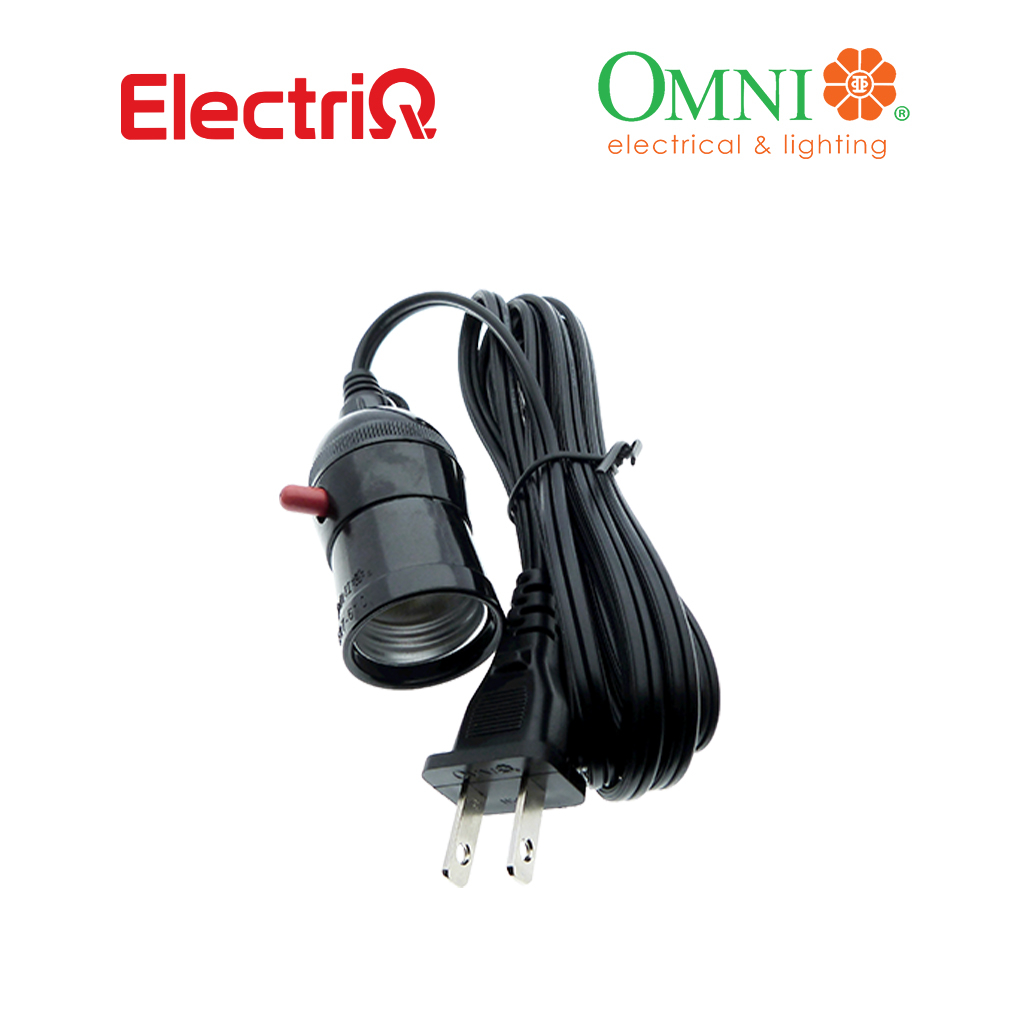 Electriq l Omni Push Through E27 Bulb Socket Extension Cord Power Cable