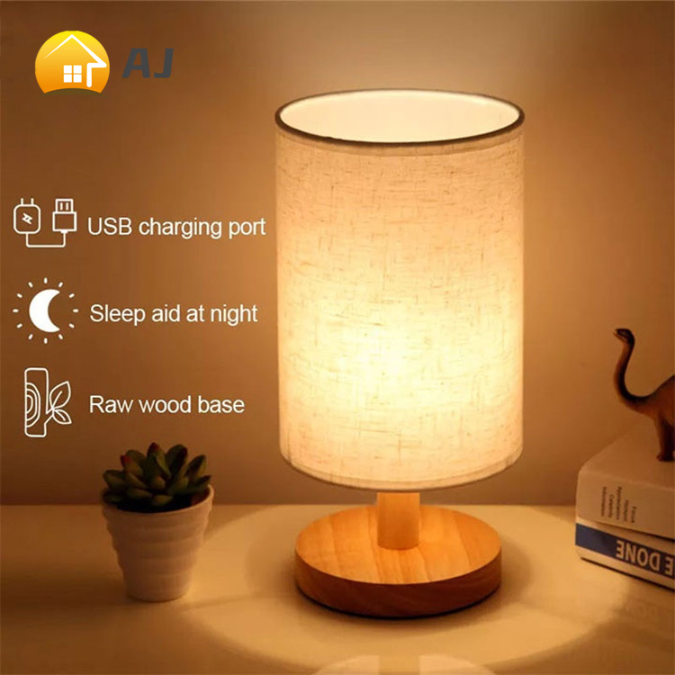 USB desk lamp Nordic linen sleep assist night light bedroom bedside ...