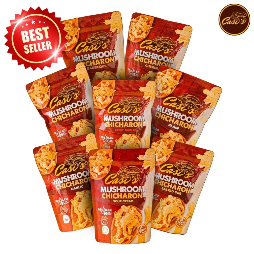 Casi's Mushroom Chicharon (ALL 8 FLAVOR) Gourmet Crunch, Less Guilt