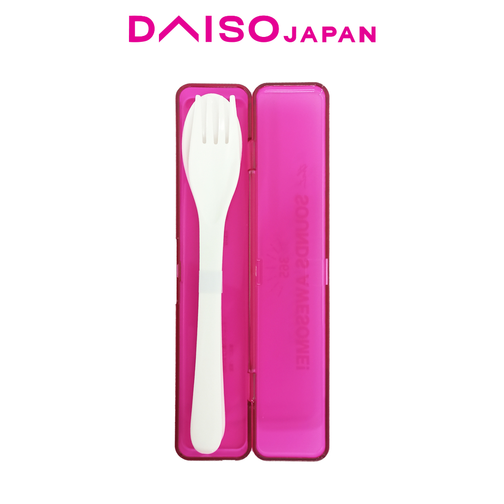 Daiso Spoon and Fork with Case in Pink Shopee Philippines