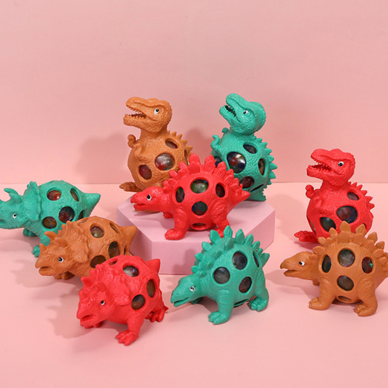 5Pcs Squishy Ball Relieves Stress Dinosaur Balls Squeeze Pressure Beads ...