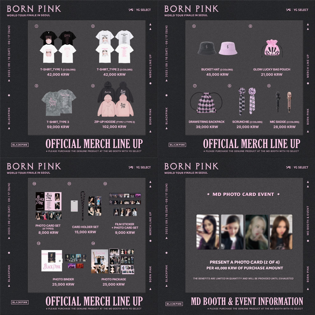 BLACKPINK WORLD TOUR [BORN PINK] FINALE IN SEOUL OFFICIAL MERCH LINE UP ...