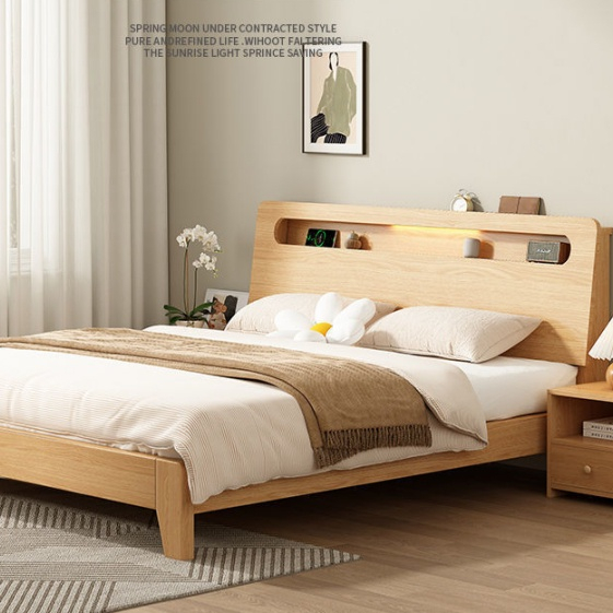 Wood Bed Frame with Headboard and Foot Board Double Bed Solid Wood ...