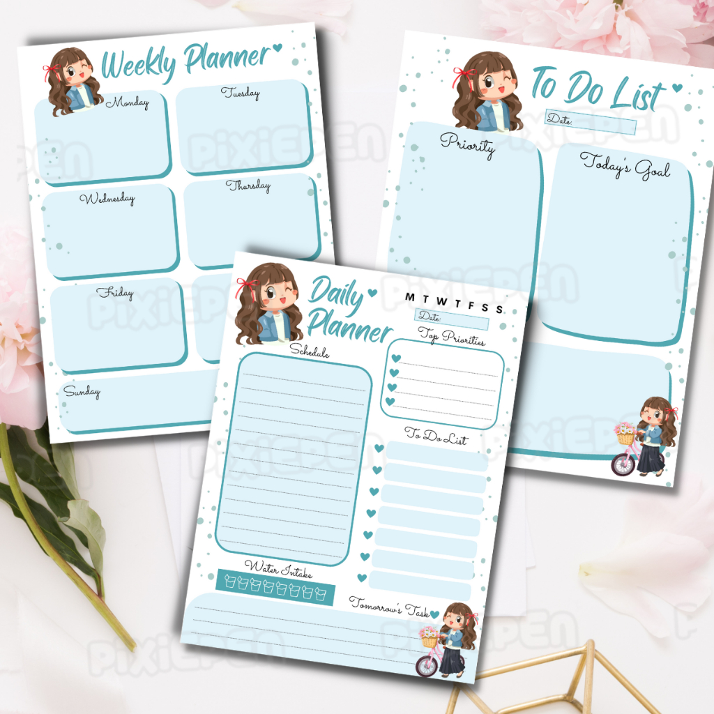 Cute Girl Daily Planner Weekly Journal To Do List Notepad | Shopee ...