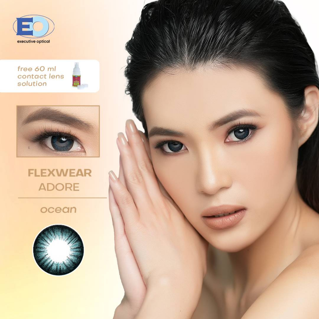 EO Flexwear Adore Ocean Graded Blue Contact Lenses with Solution Set