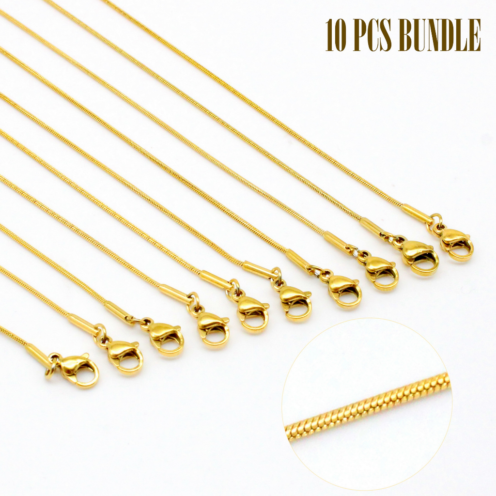 GnG 】10pcs Bundle Stainless Gold Round Chain Necklace For Jewelry and ...