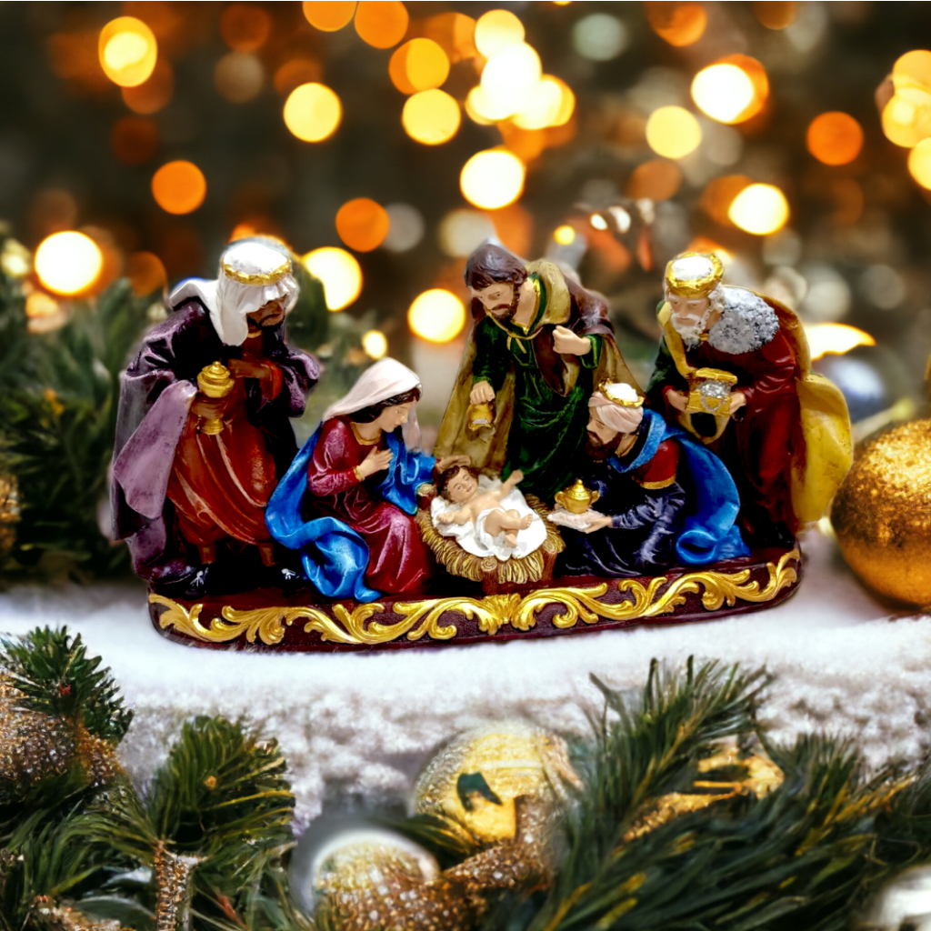 19 Inch Christmas Belen Nativity Set with Base Fiber Resin Handmade ...