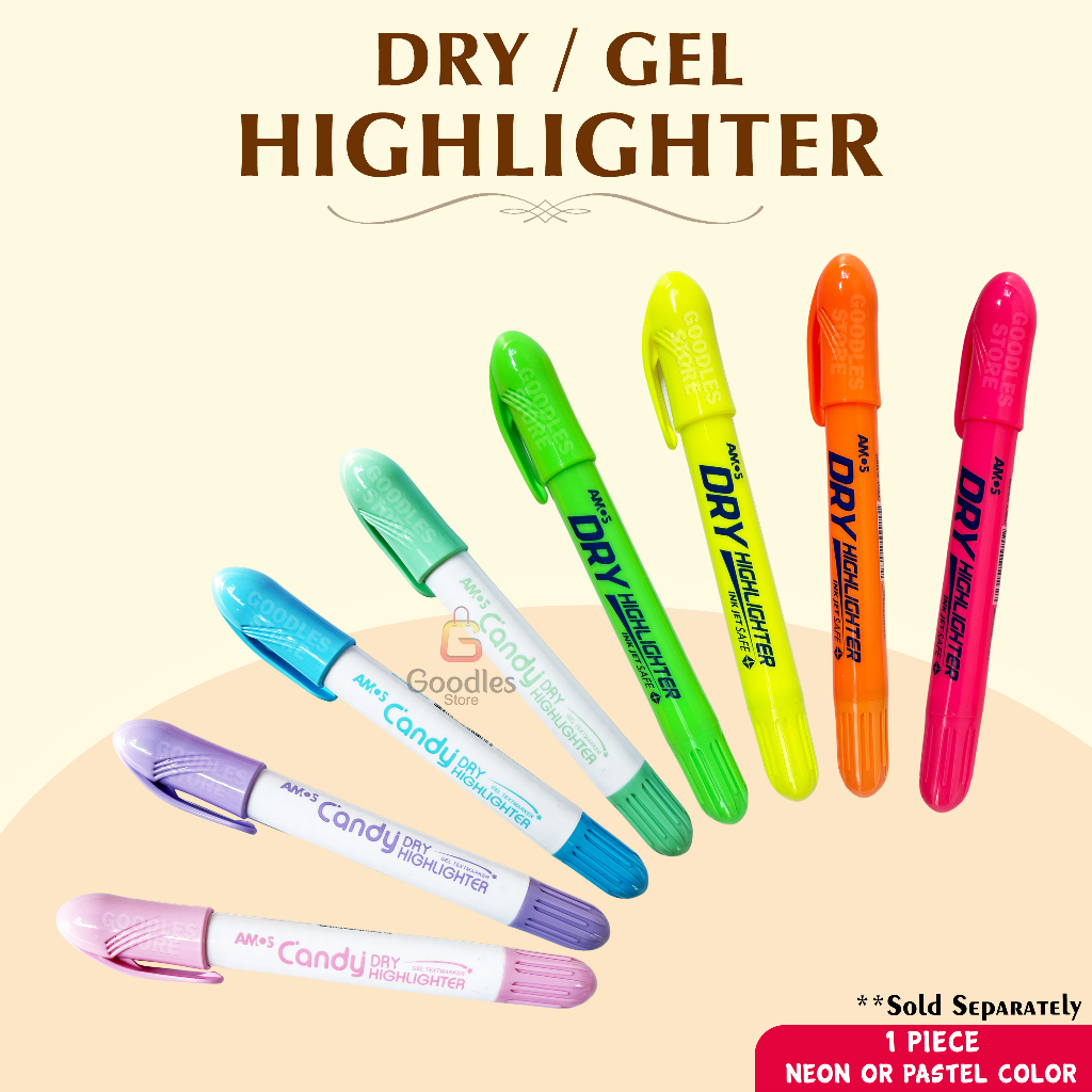 Amos Dry Highlighter Gel Highlighter Pastel Highlighter Neon