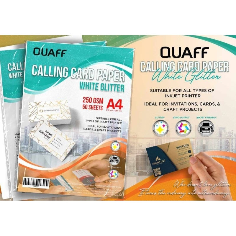 quaff-calling-card-paper-white-glitter-shopee-philippines