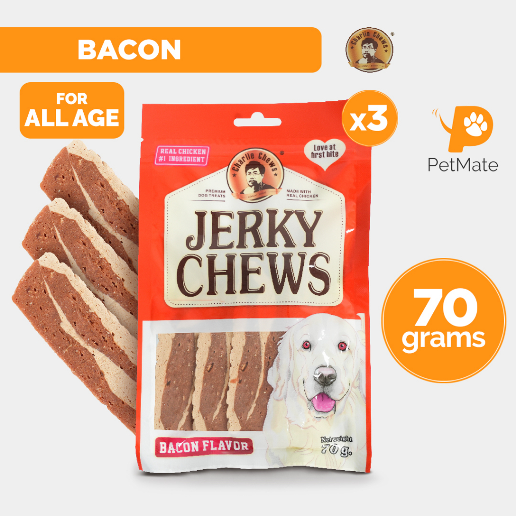 Jerky Chews Adult Dog Treats Bacon 70g BUNDLE OF 3 PetMate Shopee