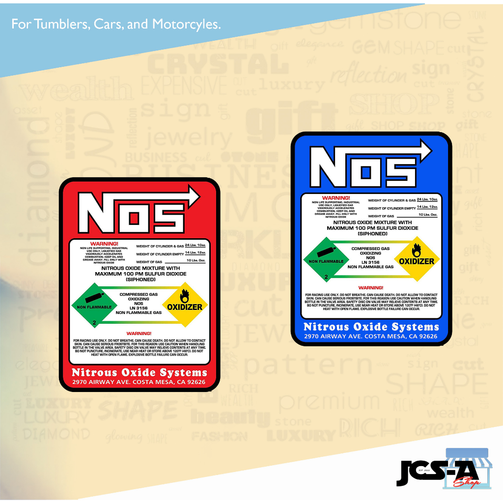 JCS_ NOS Vinyl Stickers for Car, Motorcycle and Tumblers | Shopee ...