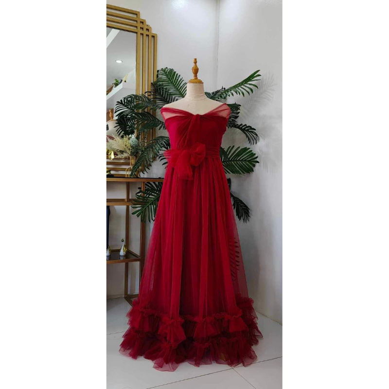 Sofia dress (tulle strap )2layer raffle tulle | Shopee Philippines
