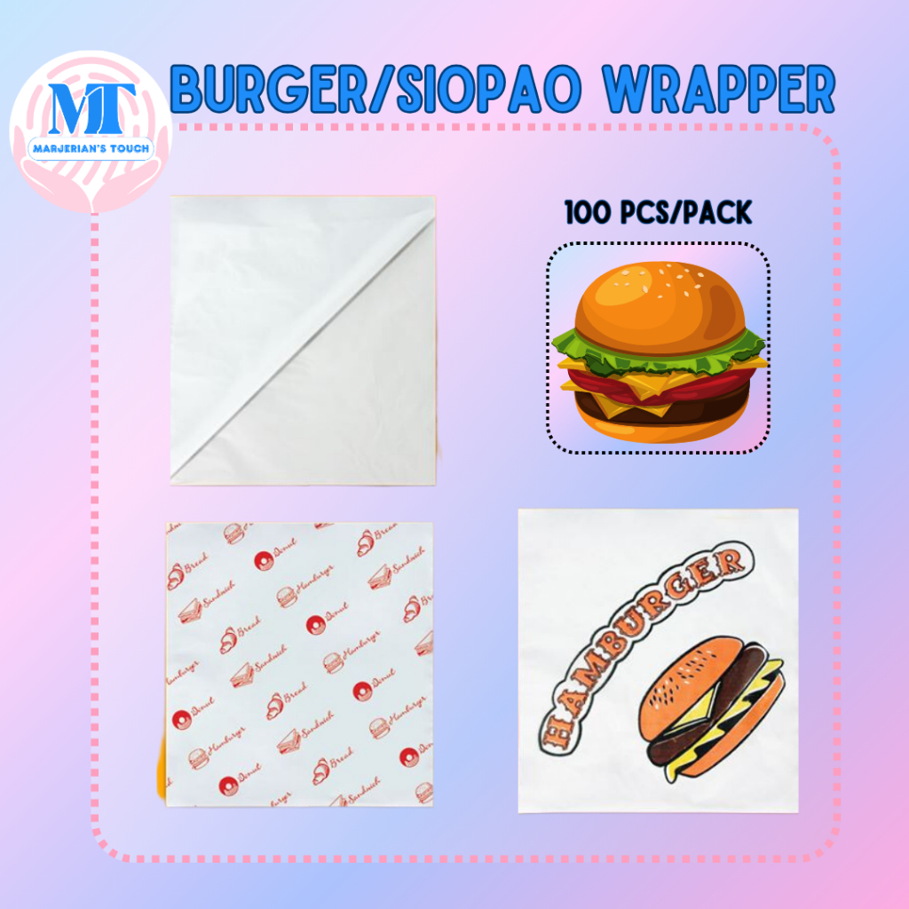 HAMBURGER WRAPPER PLASTIC WRAPPER 100 PCS BURGER WRAPPER SIOPAO WRAPPER ...