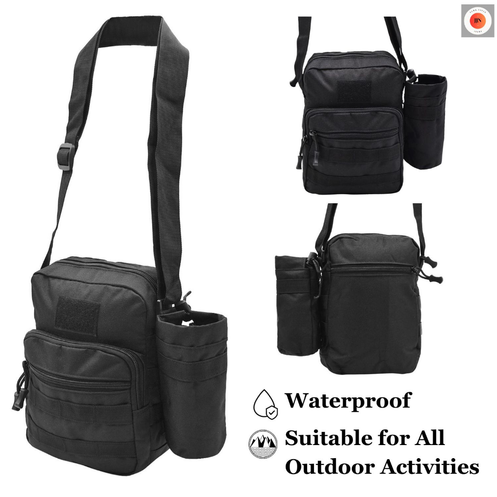 YSJS Tactical Sling Bag with Bottle Holder & Molle Attachment