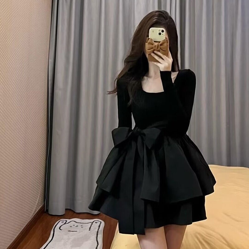 elegant sexy Fitted dress with long sleeve korean style black mini plus size Party dress for women Shopee Philippines