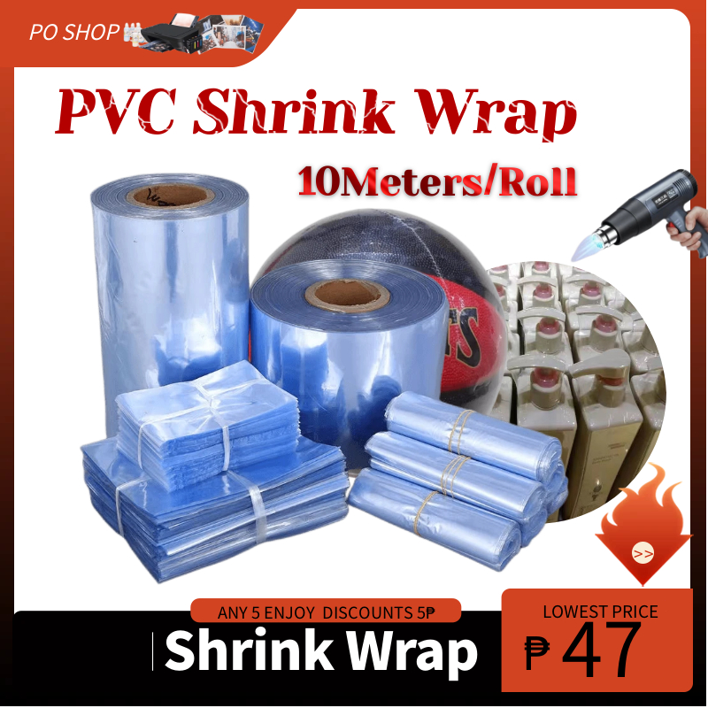 10Meters Clear PVC Plastic Heat Shrink Wrap Bags For Packaging