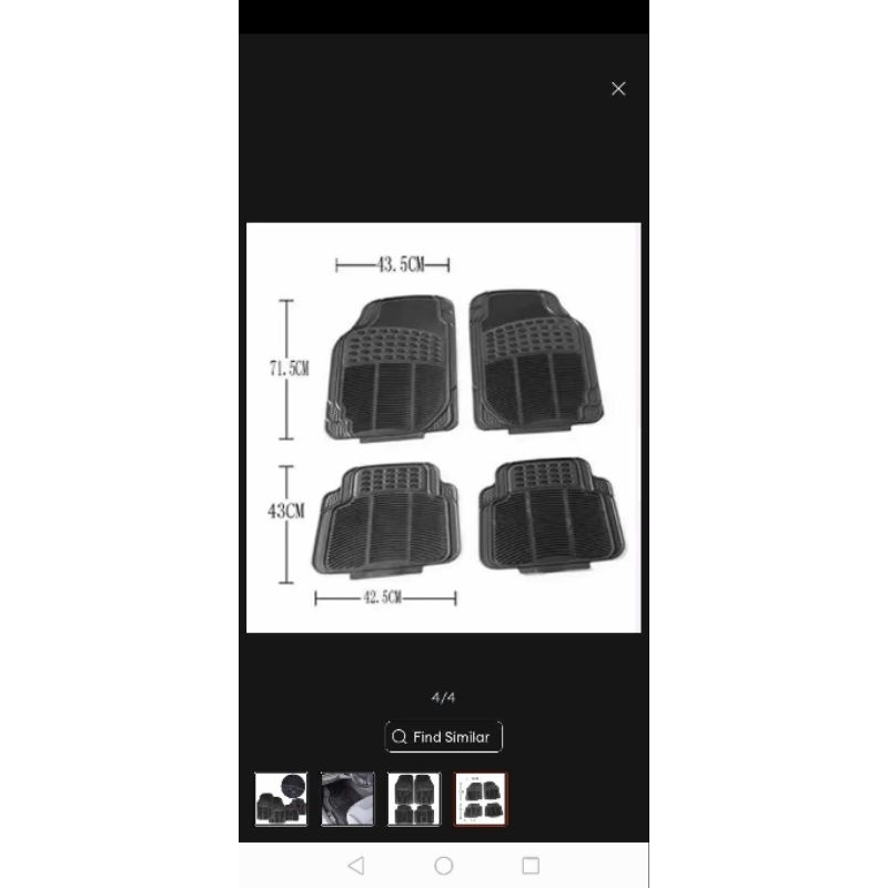 Rubberized Premium Universal Floor Guard CAR Mats 4pcs Set (Black