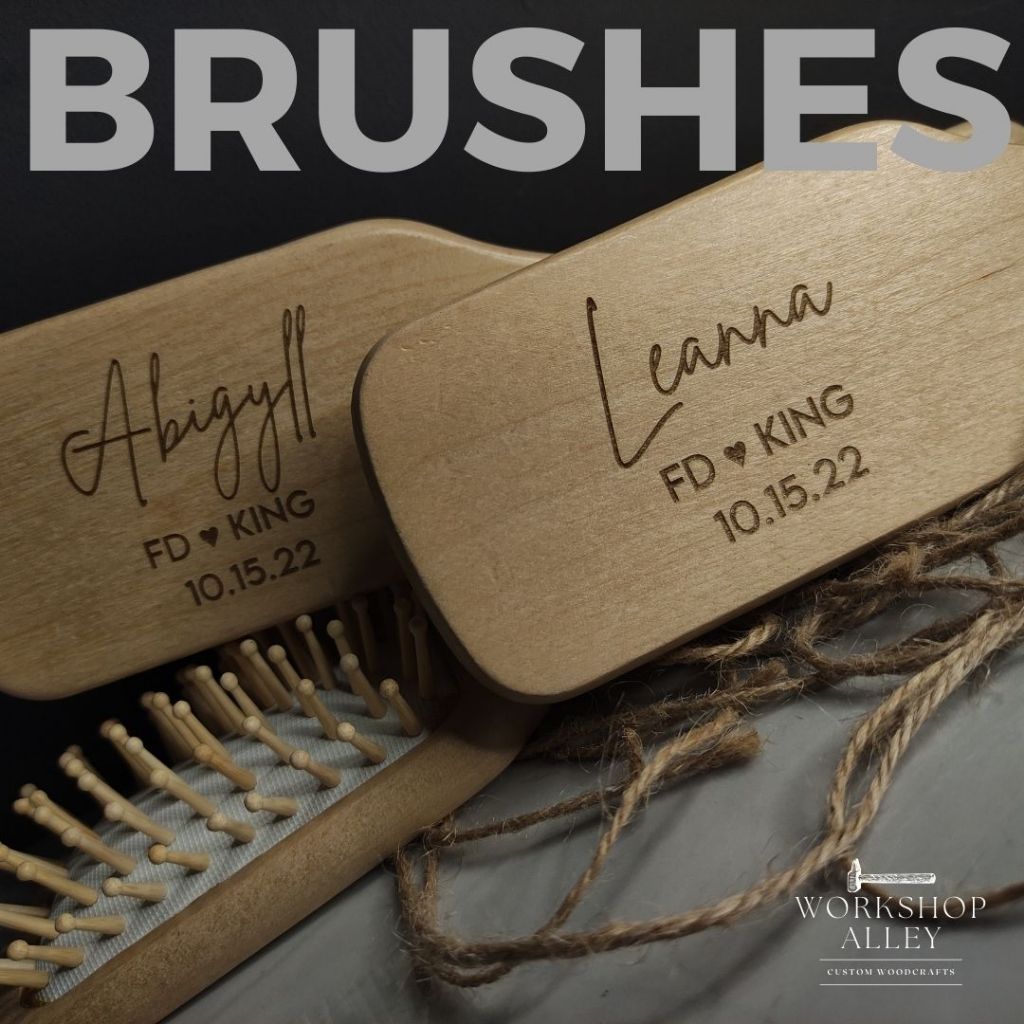Alley Laser Engraved Personalized Wooden Brushes for Gifts and