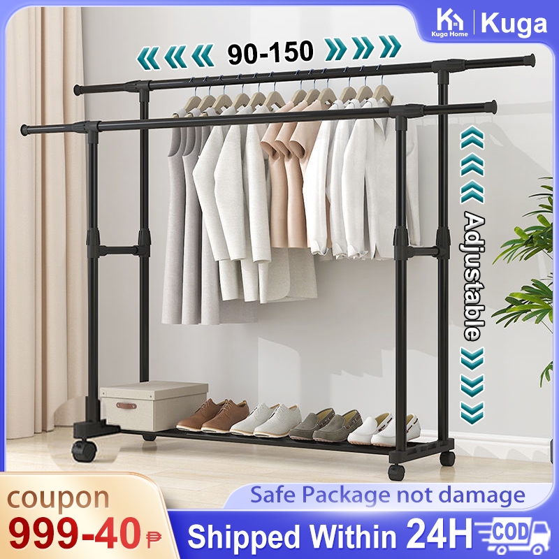 Double Pole Clothes Hanger Rack Sampayan Adjustable Clothes Rack Stand Clothing Rack Drying Rack