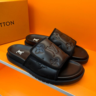 Louis Vuitton lv man casual slides black monogram eclipse sandals