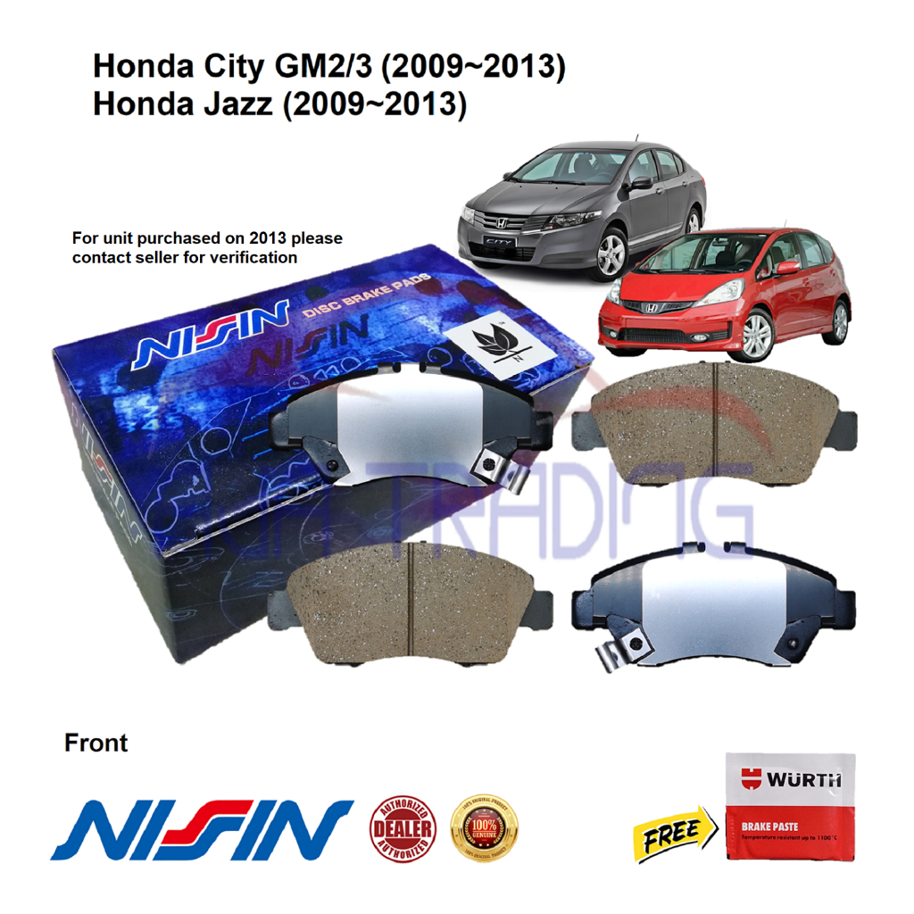Genuine NISSIN Front Brake Pads for Honda City (2009 2013), Jazz