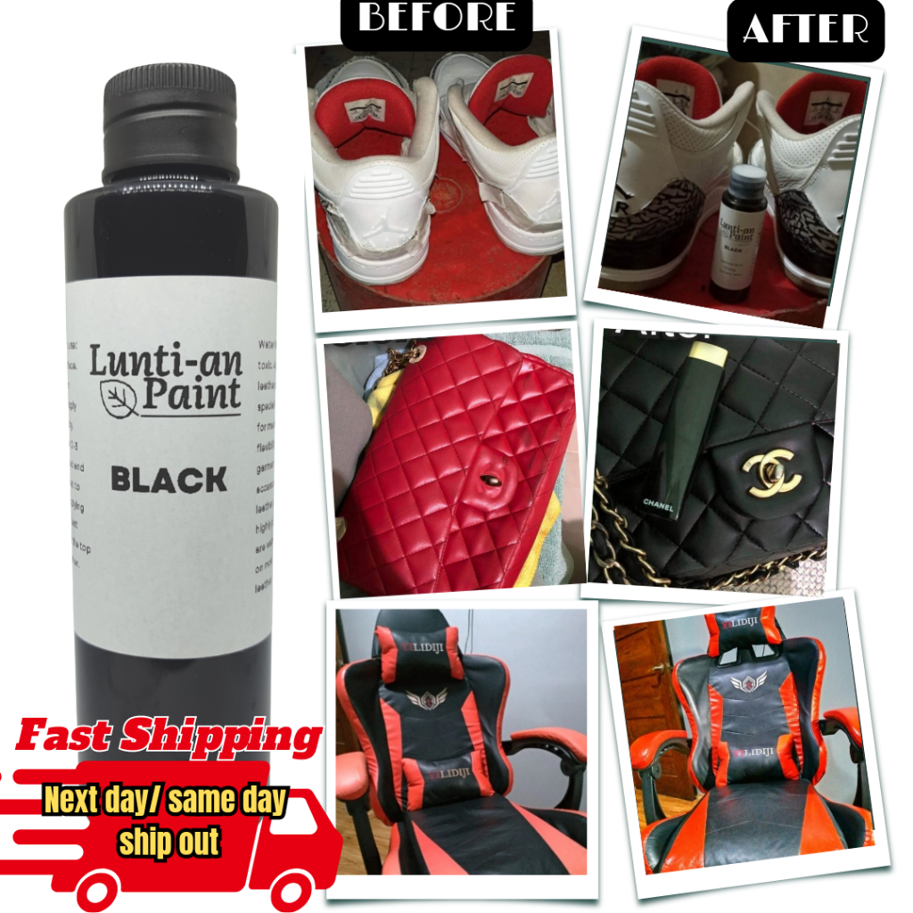 Black Glossy Leather Paint Midsole Paint Shoe Paint for your Bags, Shoe