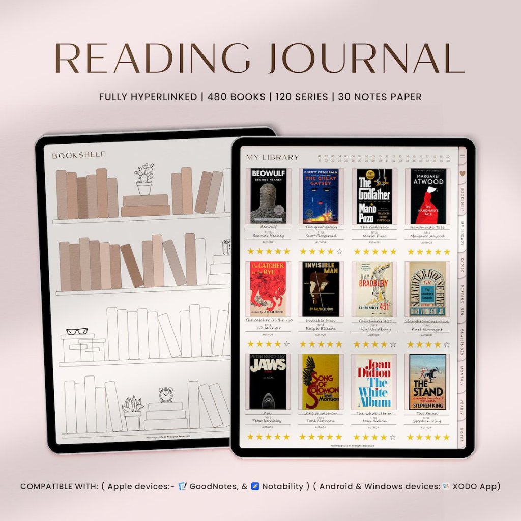 Digital Reading Journal, Portrait Reading Journal, Goodnotes Digital ...