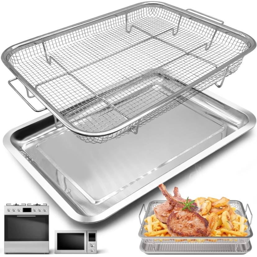 Set Stainless oil drain basket with tray,steaming cooling rack,strainer ...