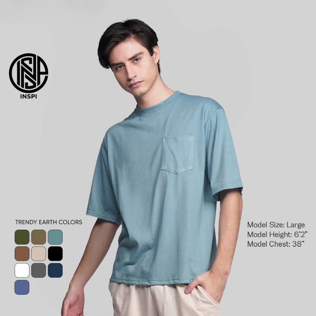 INSPI Basics Oversized Plain Tshirt for Men w/ Pocket Tops for Women Plus  Size Top Clay T Shirt