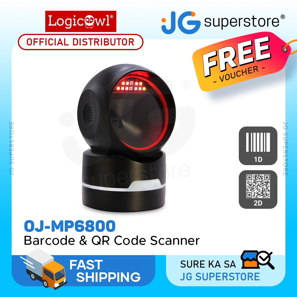LogicOwl 1D 2D Desktop Counter Barcode QR Code Scanner USB POS System