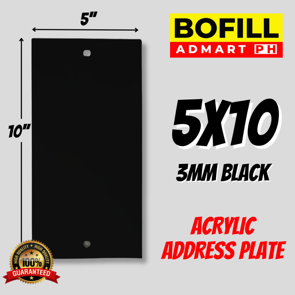 BLANK 5x10 INCHES ACRYLIC ADDRESS PLATE [ BOLTS TOX SCREW INCLUDED ...