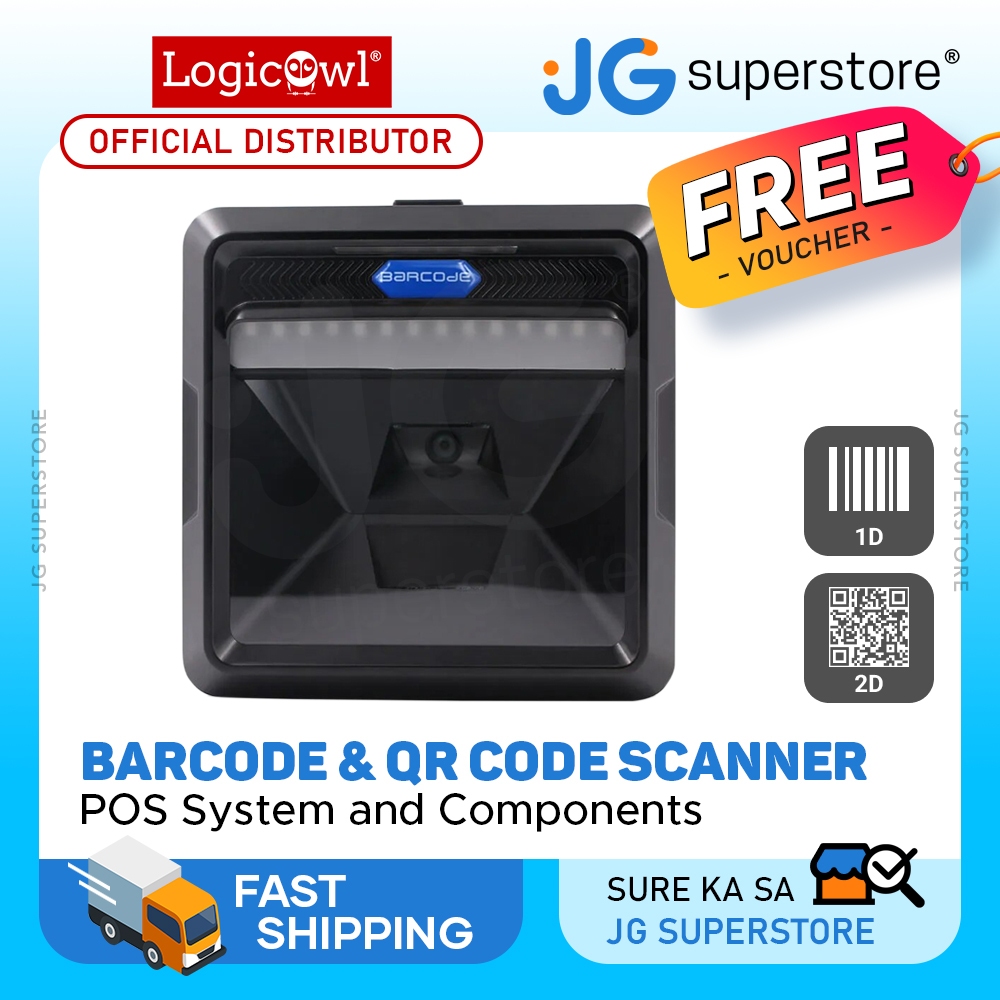 LogicOwl 1D 2D Desktop Counter Flatbed Barcode QR Code Scanner USB POS