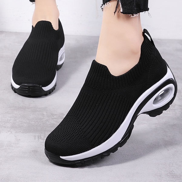 Rubber Slip On Shoes for Women Sneakers Korean Fashion for Lady Comfortable Walking black Shoes Shopee Philippines