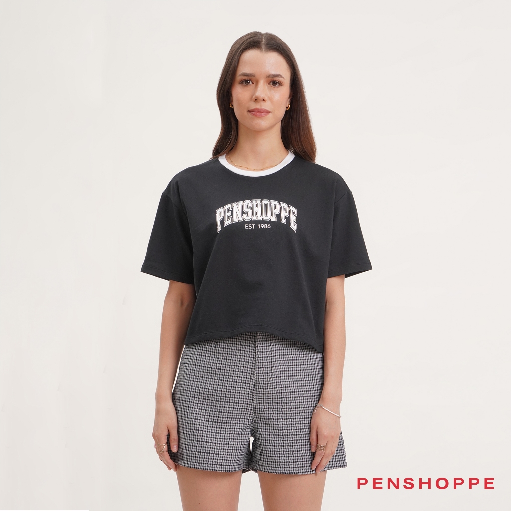 Penshoppe Loose Fit Penshoppe Graphic T-Shirt For Women (Black/Off ...
