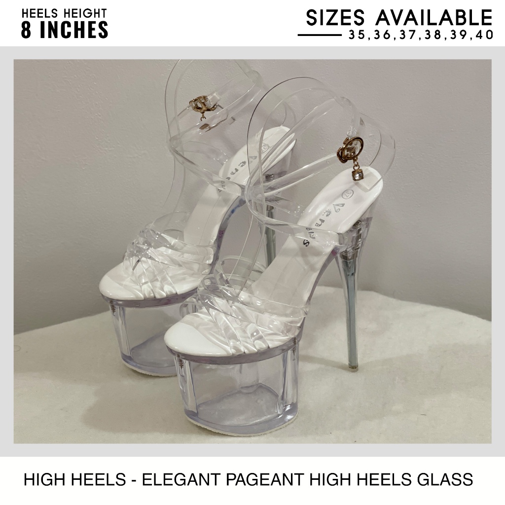 PAGEANT GLASS HEELS TRANSPARENT 8 INCHES Shopee Philippines