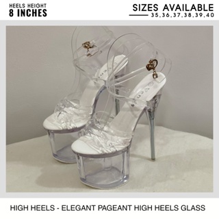 Source clear New Crystal Glass Shoes Princess High-heeled Shoes