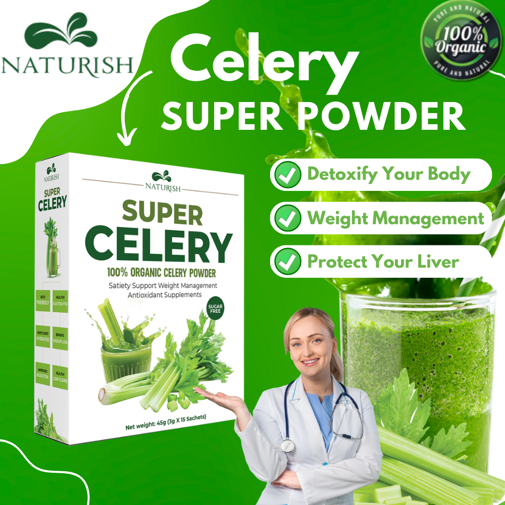 NATURISH Detox Loss Celery Powder Body Purifies Provide 100 Pure celery super powder 15 sachets