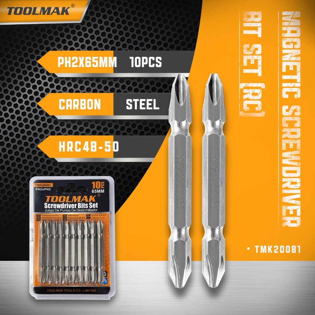 MaxTool 10-teiliger PHsx3 Schraubendreher-Bit-Satz – Phillips #1, 2, 3, 3 OAL, 1/4 Zoll Sechskant, S2 Stahl