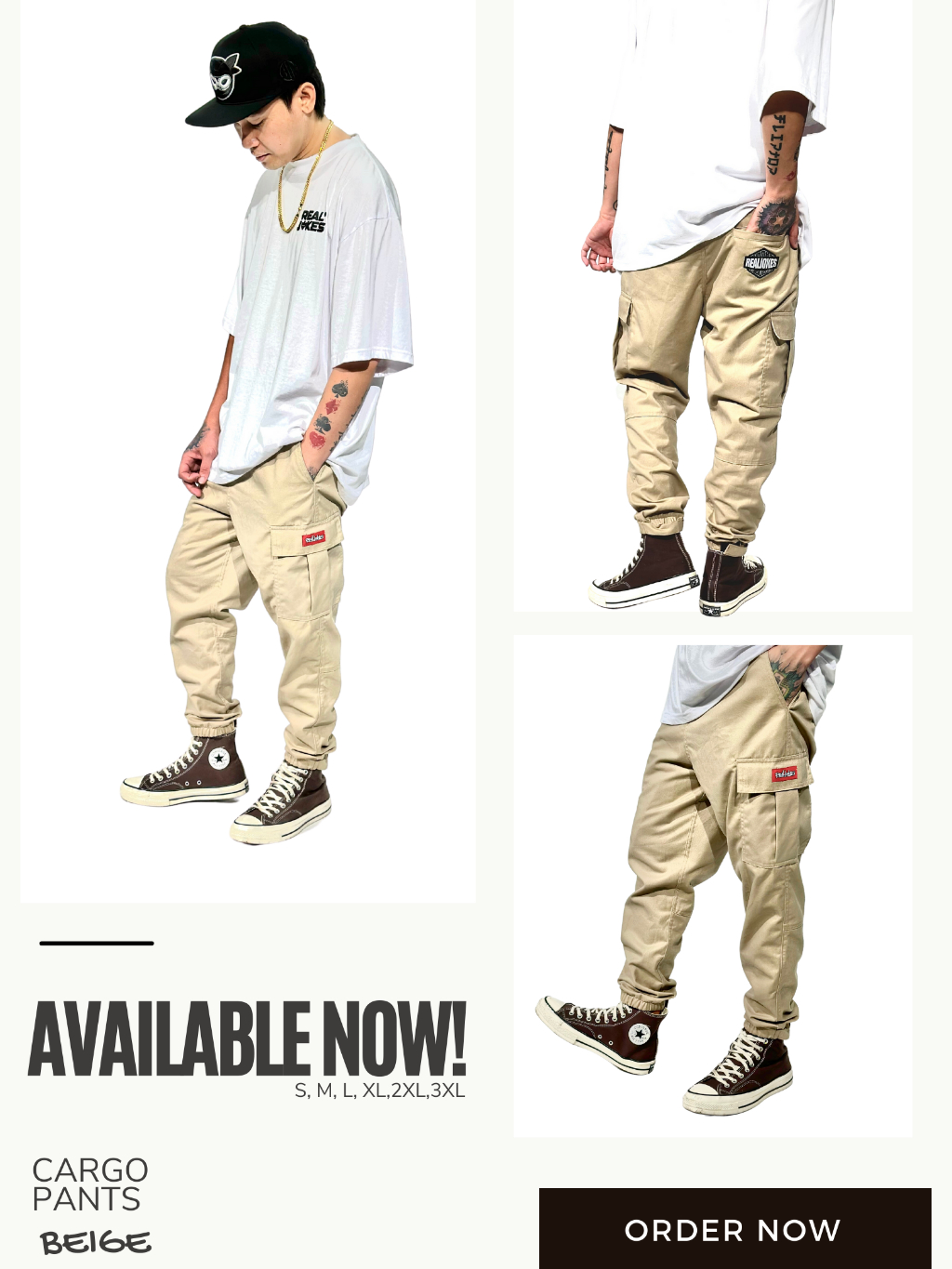 Real Jokes Clothing Basic Cargo Pants Beige Shopee Philippines