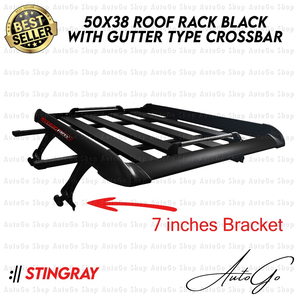 STINGRAY 50x38 Roof Rack Basket Black with 7 inches Gutter Type ...