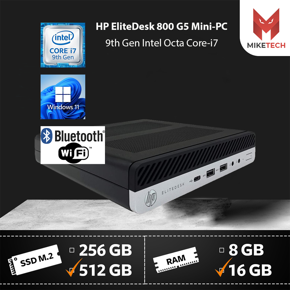 HP Octa Corei7 MiniPC 16GB RAM 512GB HighSpeed SSD WiFi+Bluetooth Windows 11 Pro USED