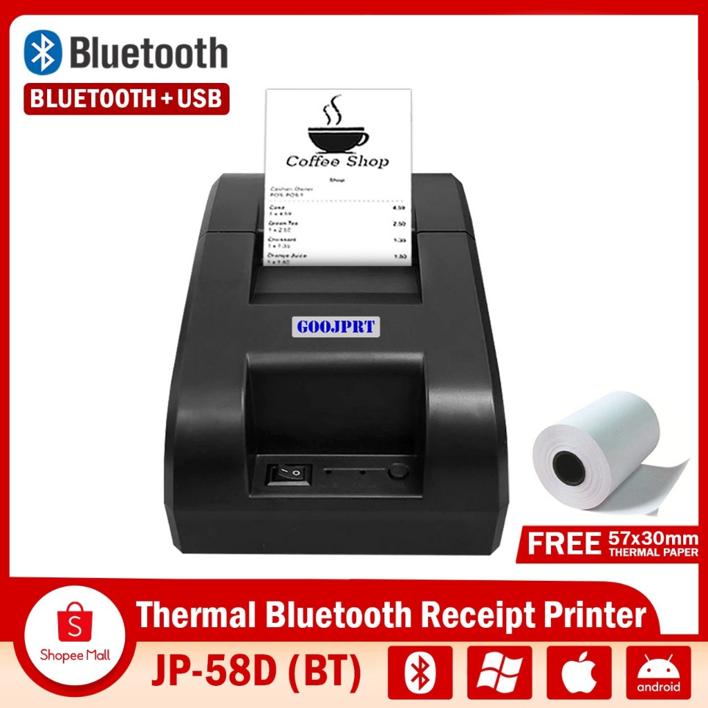 Jp 58h Bluetooth Version + Usb Thermal Printer Pos Cash Receipt