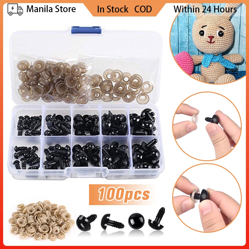 100pcs Round Plastic Safety Eyes Doll Black Safety Eyes For DIY