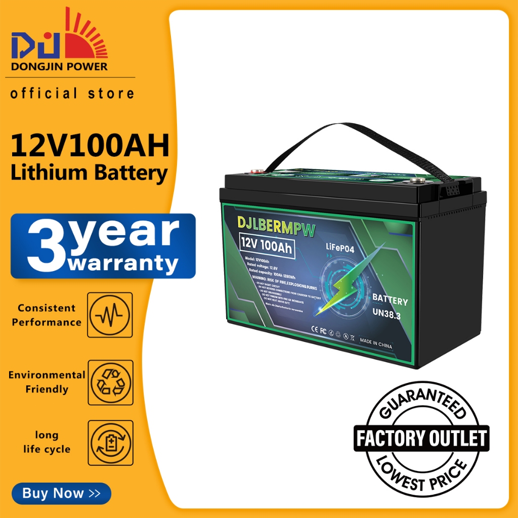 DongJin Power 12V100AH LiFePO4 Lithium Battery Lead Acid Replacenment ...