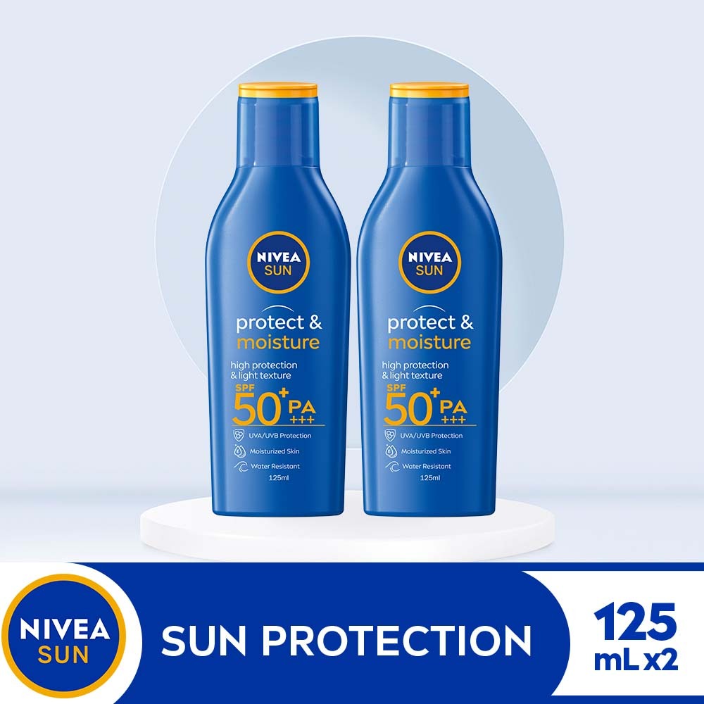 PACK OF 2 NIVEA Sun Protect & Moisture Lotion with SPF 50, 125ml ...