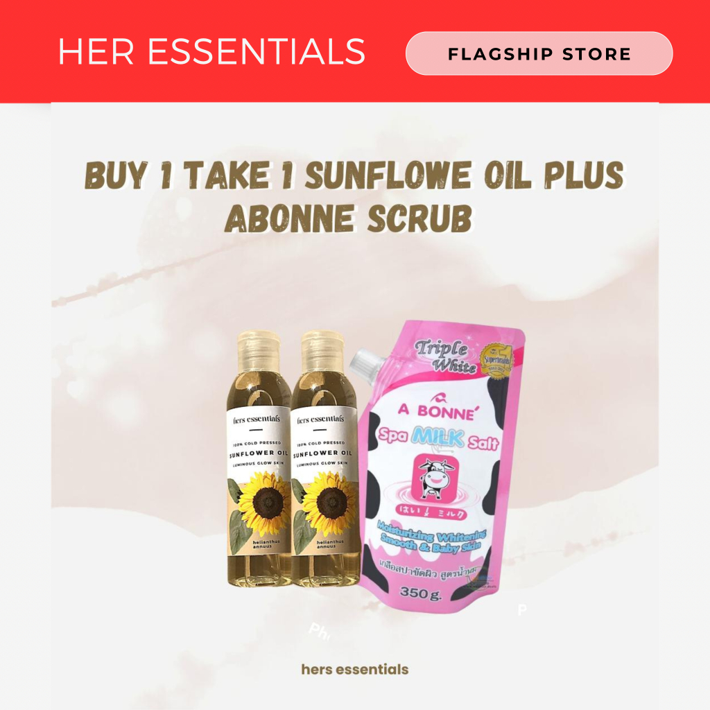 [Bundle of 3] 2pcs Sunflower Oil 100ml and Abonne Milk Salt Scrub 350g