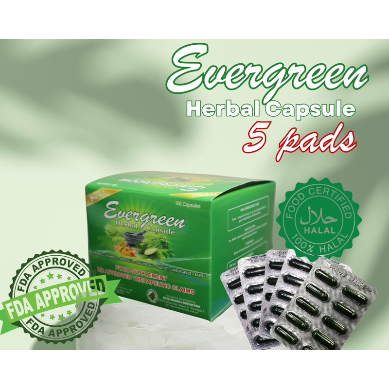 EVERGREEN HERBAL Capsule (5 pads 50 Capsules) Shopee Philippines