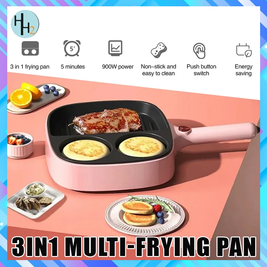 Egg Steak Divided Frying Pan 3 in 1 Multifunctional Prevent Stick