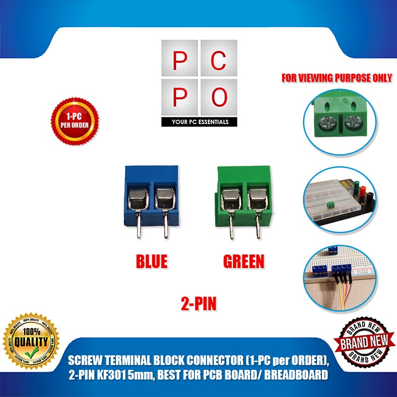 PC PO SCREW TERMINAL BLOCK CONNECTOR (1-PC per ORDER), 2-PIN KF301 5mm ...